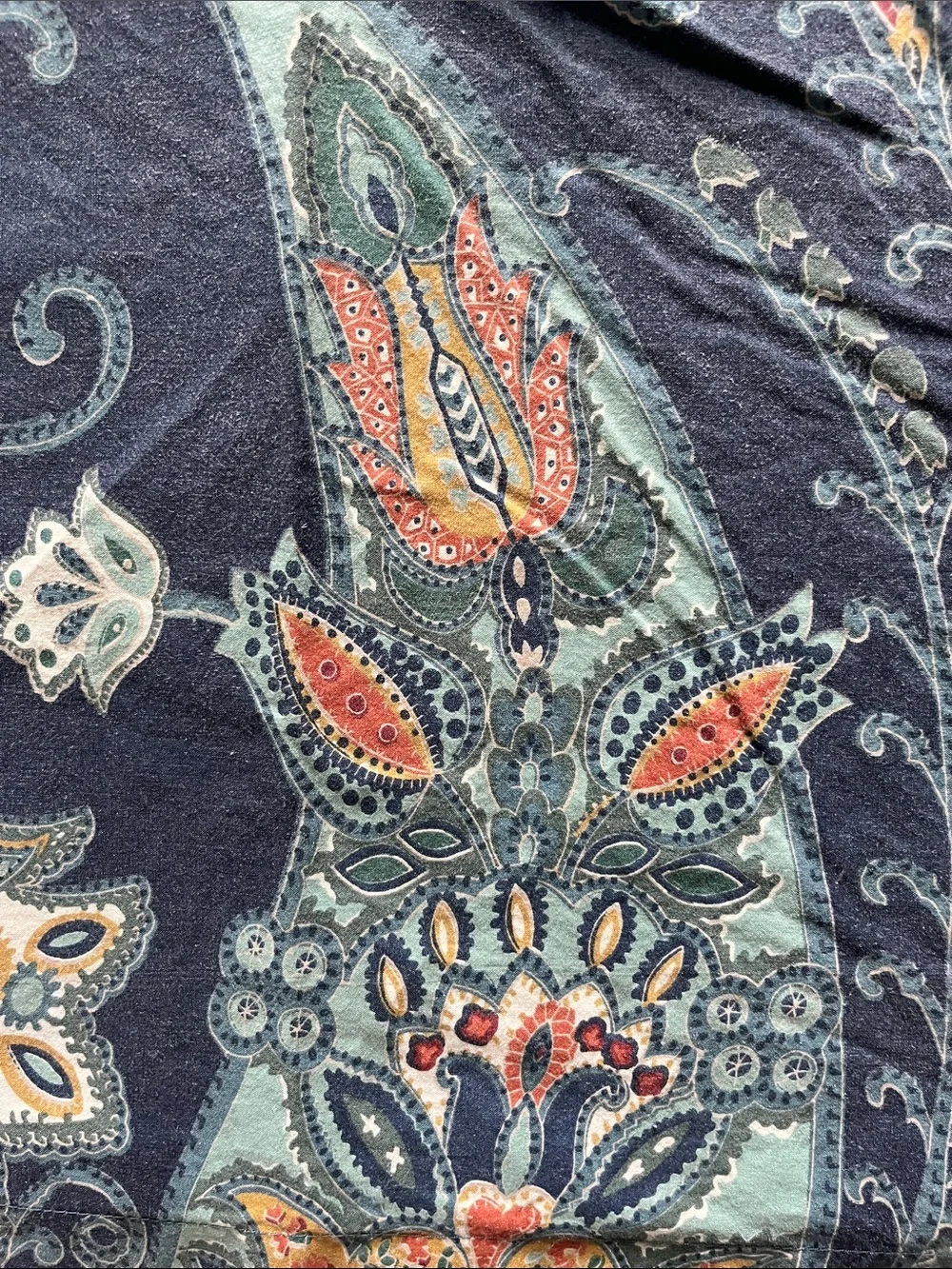 2 Pottery Barn Leah Paisley Euro pillow shams reversible blue white 27x30